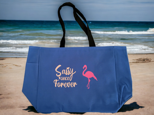Sassy Since Forever Flamingo Canvas Tote